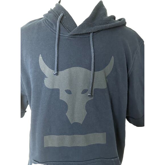 Under Armour Project Rock Small Terry Short Sleeve Hoodie Blue - Picture 3 of 7